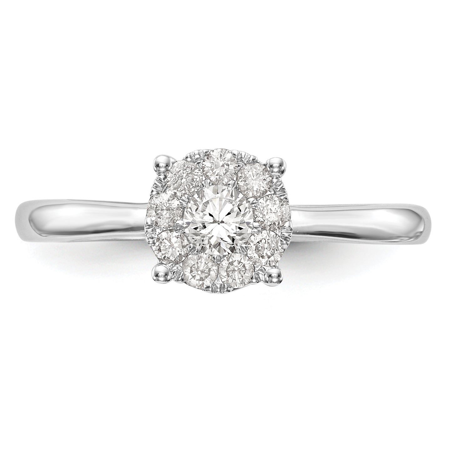 14K White Gold Lab Grown VS/SI+ G+ Diamond Cluster Engagement Ring