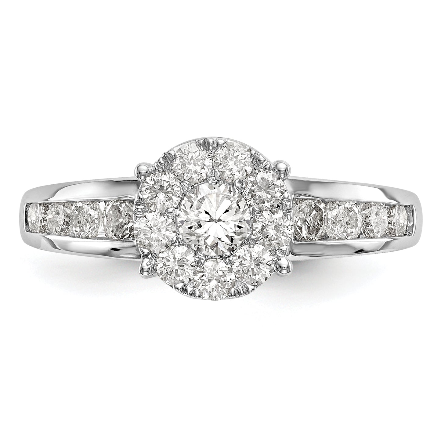 14K White Gold Lab Grown VS/SI FGH Diamond Cluster Engagement Ring