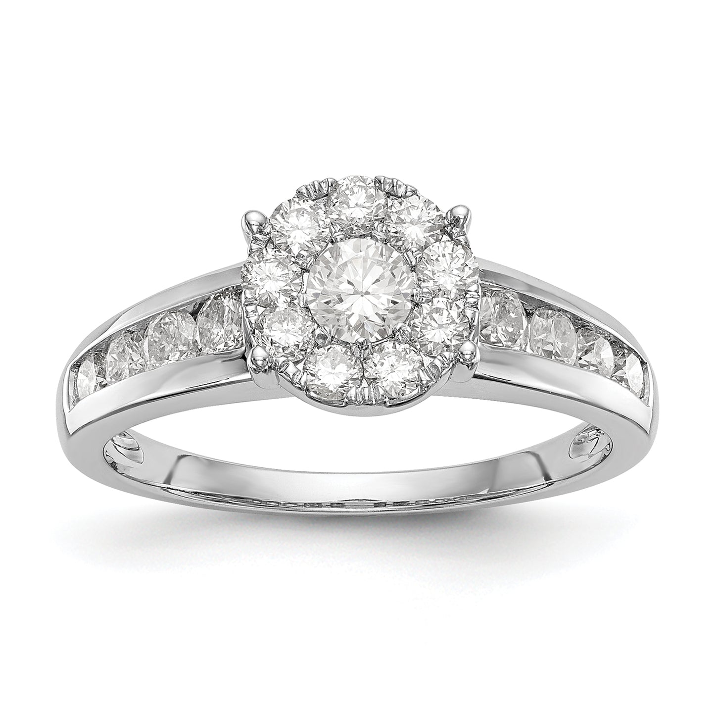 14K White Gold Lab Grown VS/SI FGH Diamond Cluster Engagement Ring