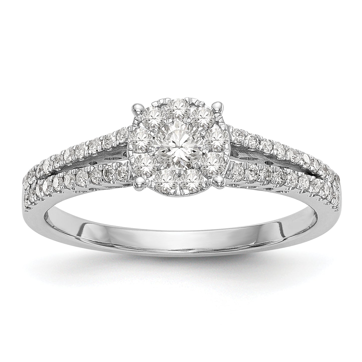 14K White Gold Lab Grown VS/SI+ G+ Diamond Cluster Engagement Ring