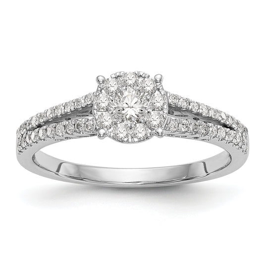 14K White Gold Lab Grown VS/SI+ G+ Diamond Cluster Engagement Ring