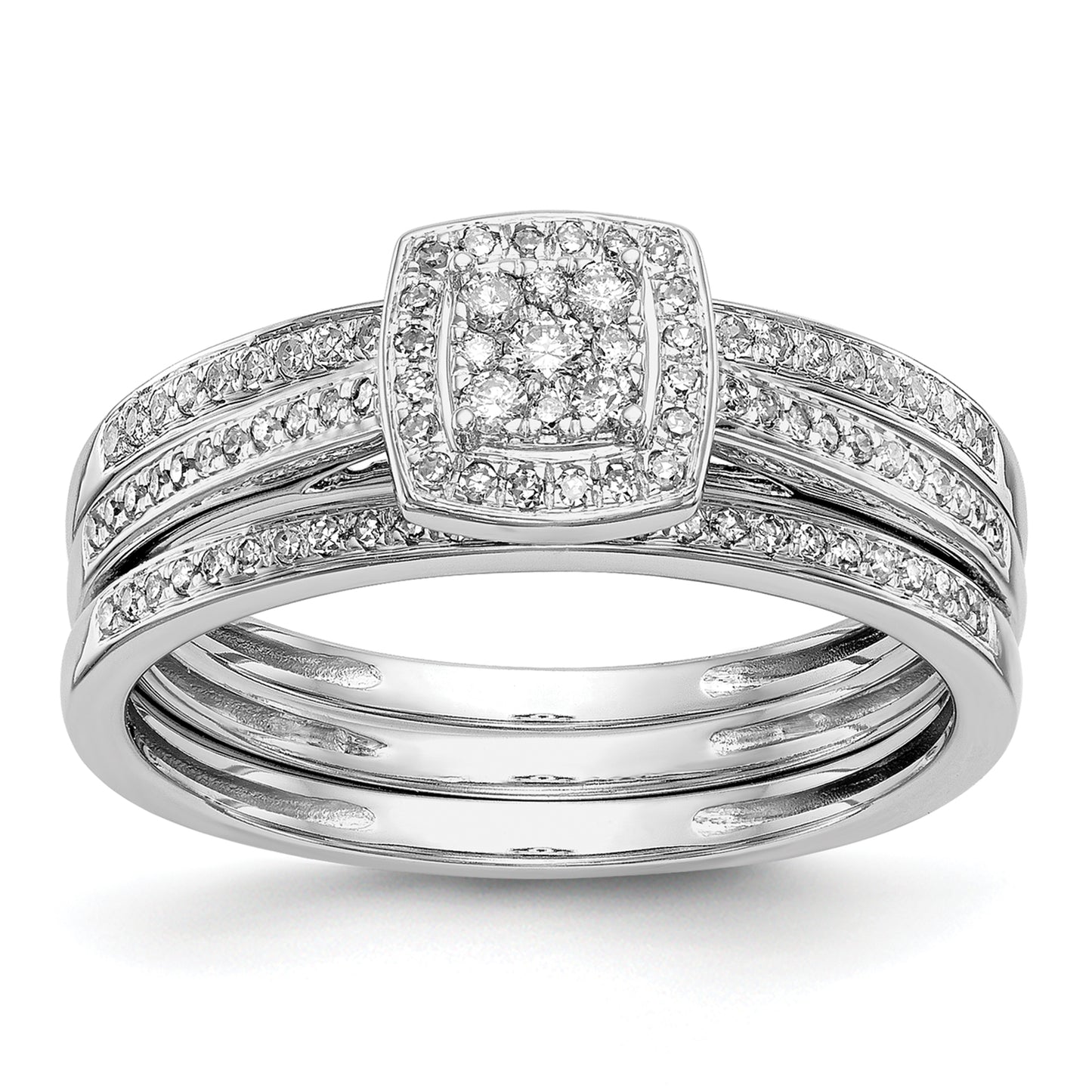 10K White Gold Lab Grown VS/SI+ G+ Diamond Cluster Engagement Ring