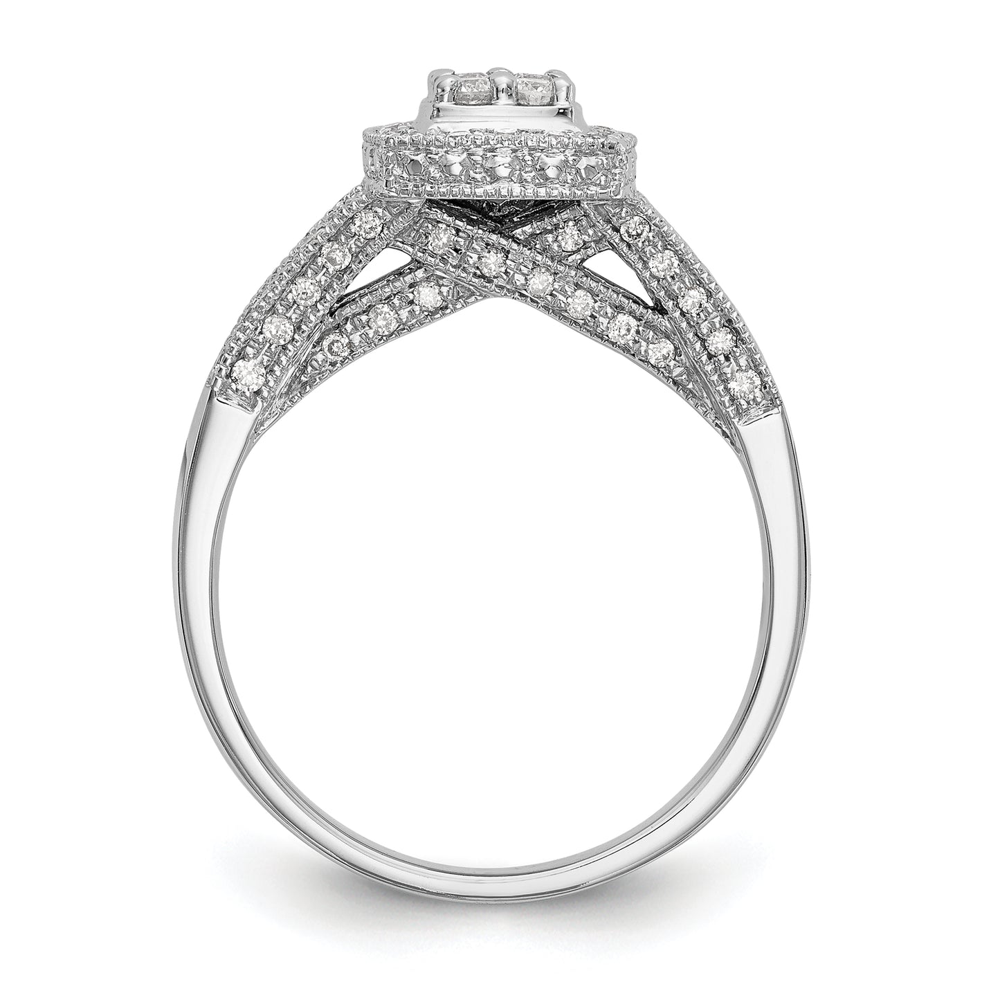 14k White Gold 1/2 Ct. Lab Grown Diamond VS/SI+ G+ Cluster Engagement Ring