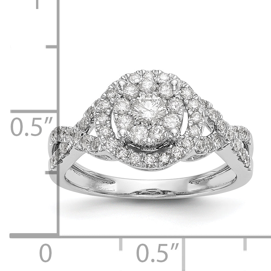 14k White Gold 3/4 Ct. Lab Grown Diamond VS/SI+ G+ Cluster Engagement Ring