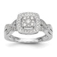 14k White Gold 3/8 Ct. Lab Grown Diamond VS/SI+ G+ Cluster Engagement Ring