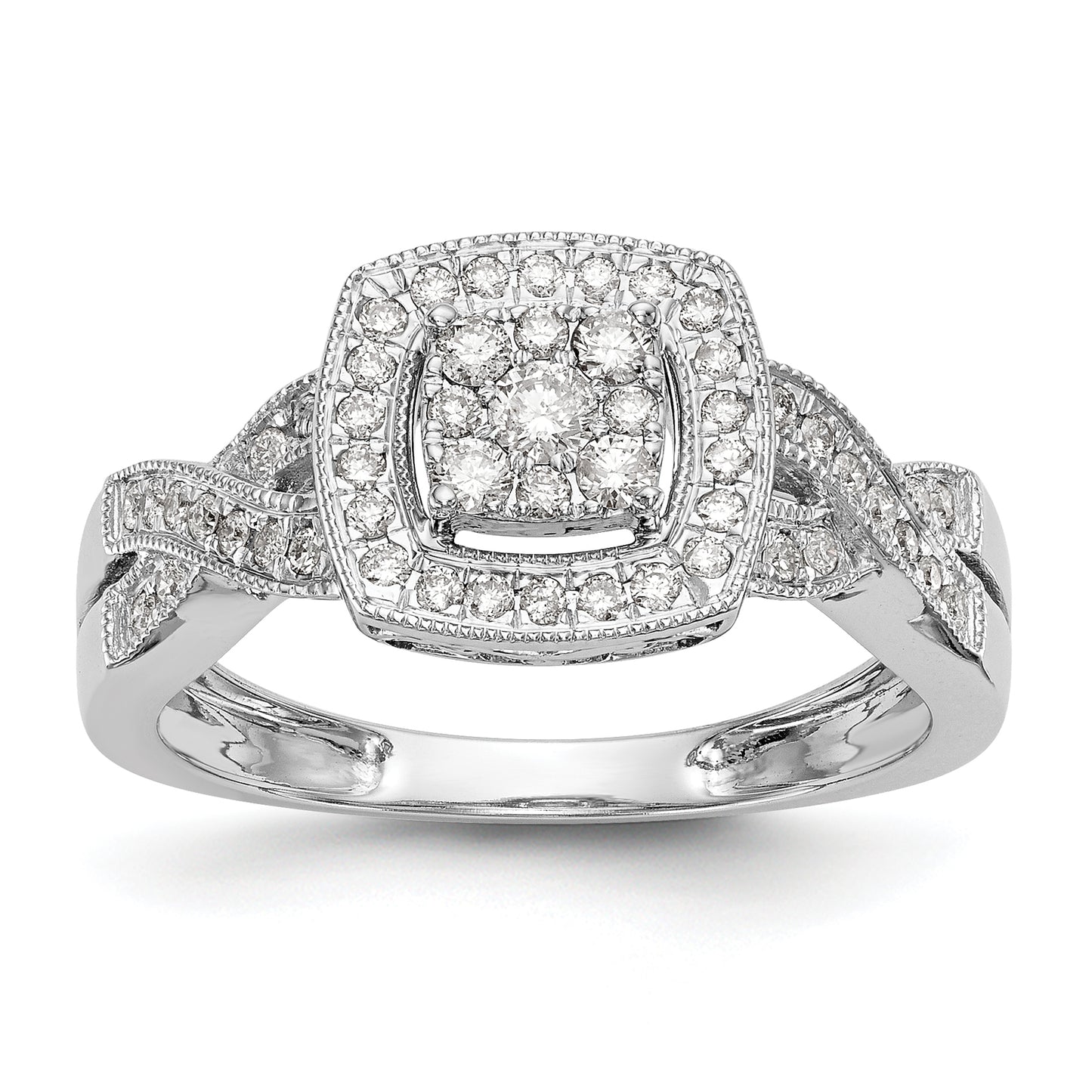 14k White Gold 3/8 Ct. Lab Grown Diamond VS/SI+ G+ Cluster Engagement Ring