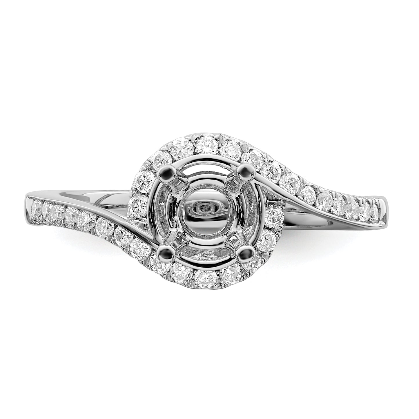 14k White Gold 1/3 Ct. Lab Grown Diamond VS/SI+ G+ 3/4 Ct. Round Center Engagement Ring