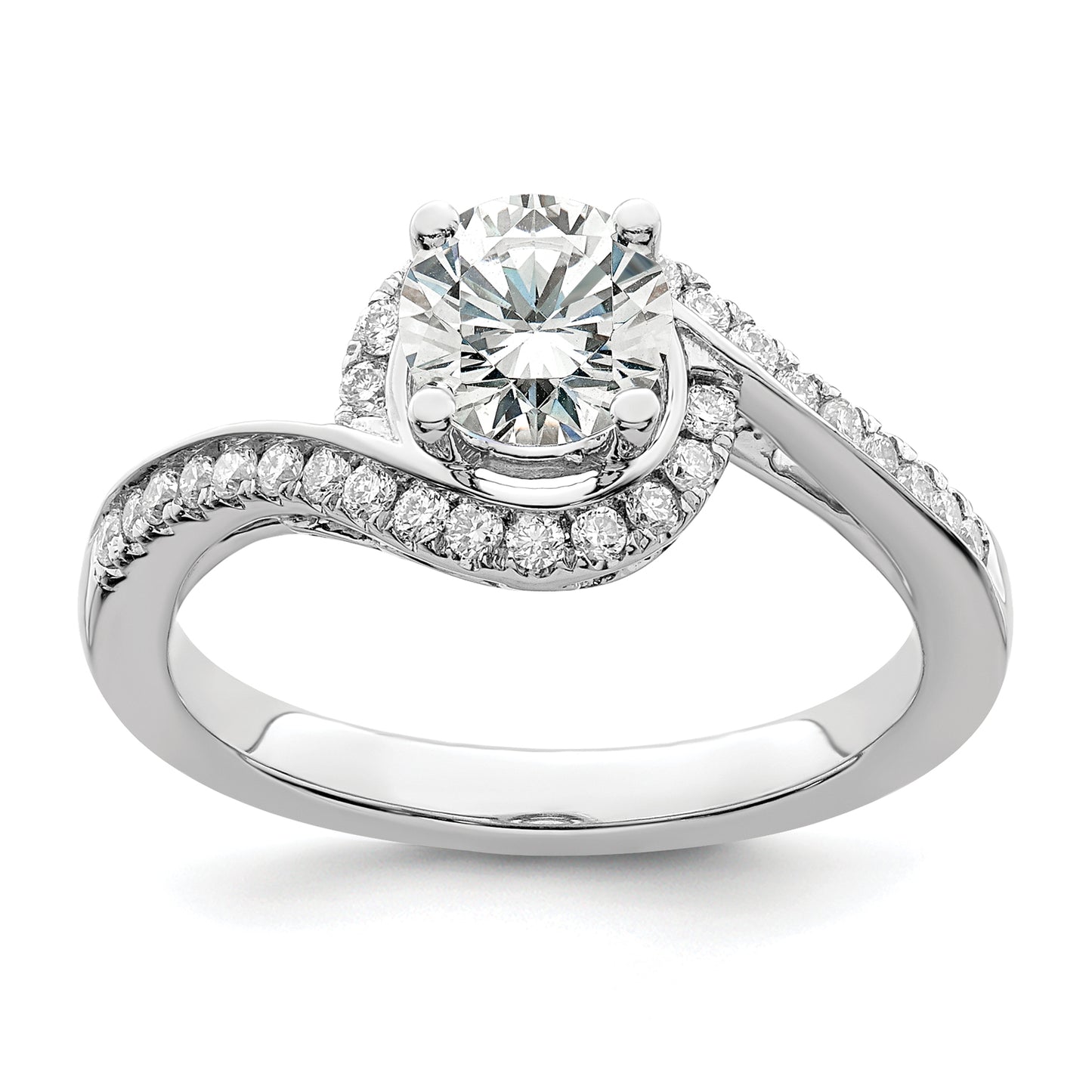 14k White Gold 1/3 Ct. Lab Grown Diamond VS/SI+ G+ 3/4 Ct. Round Center Engagement Ring