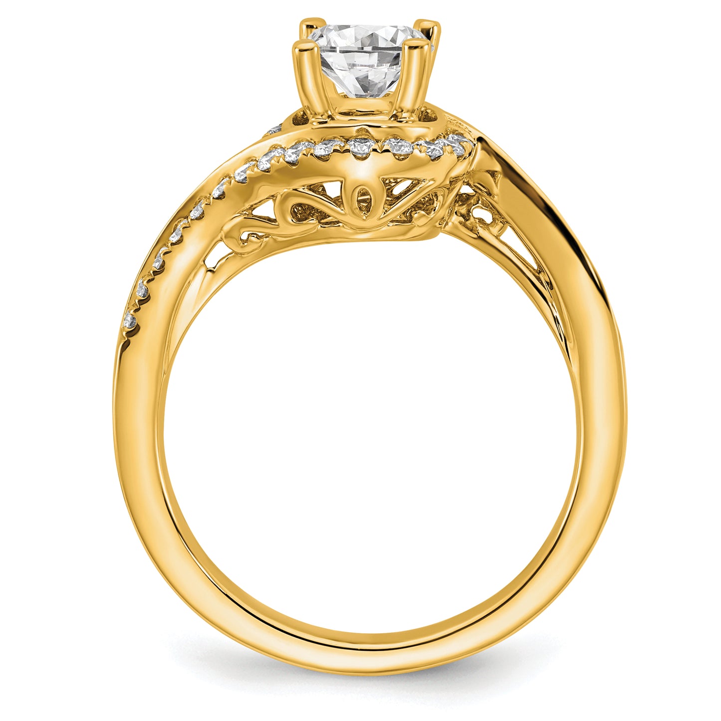 14k Yellow Gold 1/3 Ct. Lab Grown Diamond VS/SI+ G+ 3/4 Ct. Round Center Engagement Ring