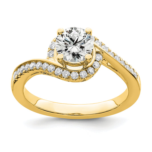 14k Yellow Gold 1/3 Ct. Lab Grown Diamond VS/SI+ G+ 3/4 Ct. Round Center Engagement Ring