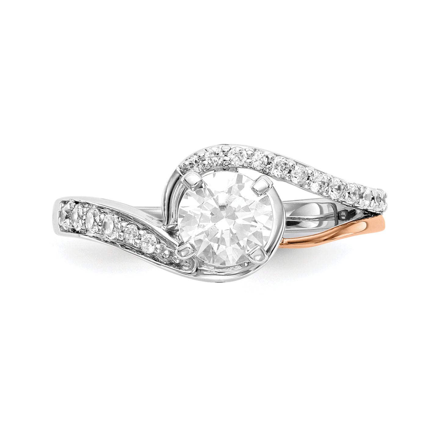 14k Two-Tone Rose and White Gold 1/5 Ct. Lab Grown Diamond VS/SI Peg Set Engagement Ring