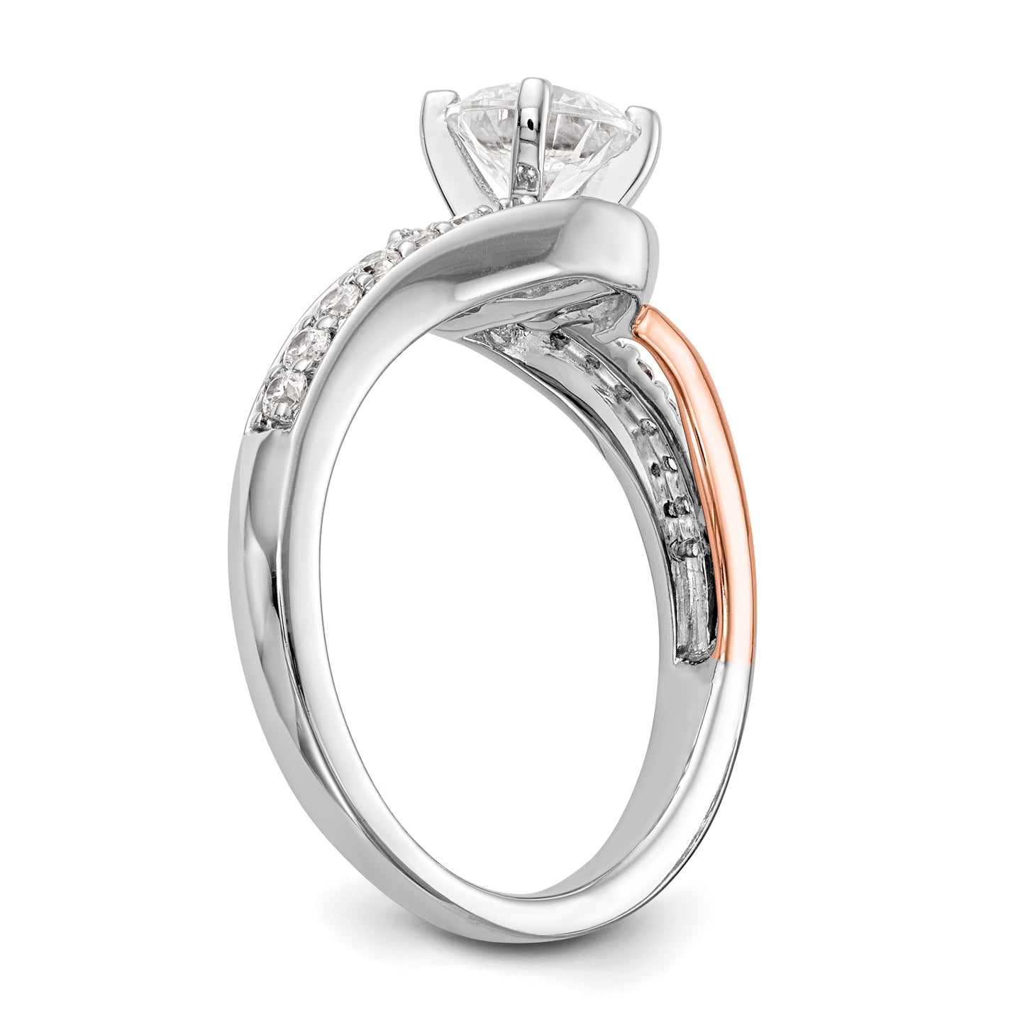 14k Two-Tone Rose and White Gold 1/5 Ct. Lab Grown Diamond VS/SI Peg Set Engagement Ring