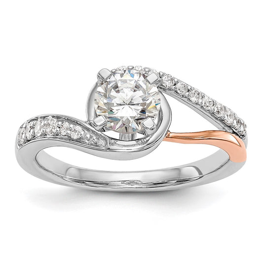 14k Two-Tone Rose and White Gold 1/5 Ct. Lab Grown Diamond VS/SI Semi Mount Peg Set Engagement Ring