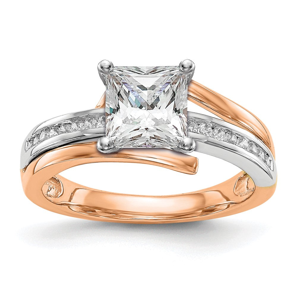 14K White/Rose Gold Two-Tone Rose and White 7/8 Ct. Lab Grown Diamond VS/SI Semi Mount By-Pass Peg Set Engagement Ring