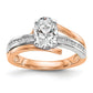 14K White/Rose Gold Two-Tone Rose and White 7/8 Ct. Lab Grown Diamond VS/SI Semi Mount By-Pass Peg Set Engagement Ring