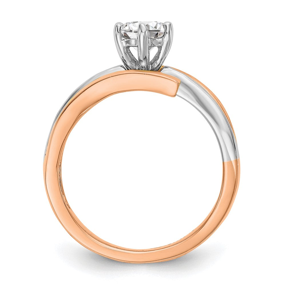 14K White/Rose Gold Two-Tone Rose and White 7/8 Ct. Lab Grown Diamond VS/SI Semi Mount By-Pass Peg Set Engagement Ring