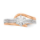 14K White/Rose Gold Two-Tone Rose and White 7/8 Ct. Lab Grown Diamond VS/SI Semi Mount By-Pass Peg Set Engagement Ring