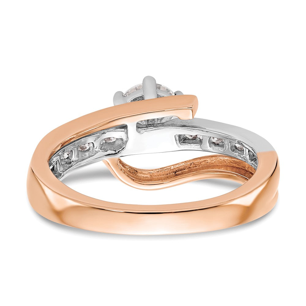 14K White/Rose Gold Two-Tone Rose and White 7/8 Ct. Lab Grown Diamond VS/SI Semi Mount By-Pass Peg Set Engagement Ring