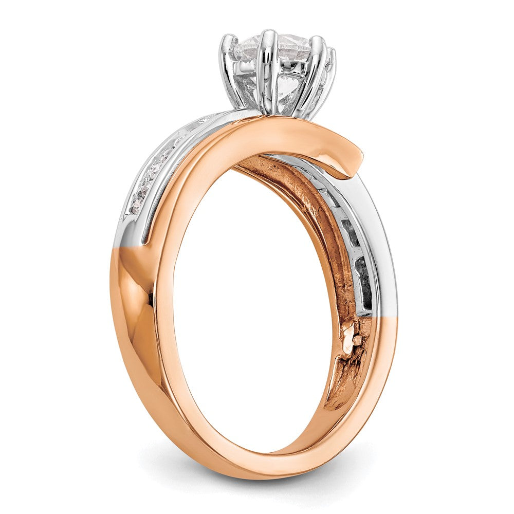 14K White/Rose Gold Two-Tone Rose and White 7/8 Ct. Lab Grown Diamond VS/SI Semi Mount By-Pass Peg Set Engagement Ring