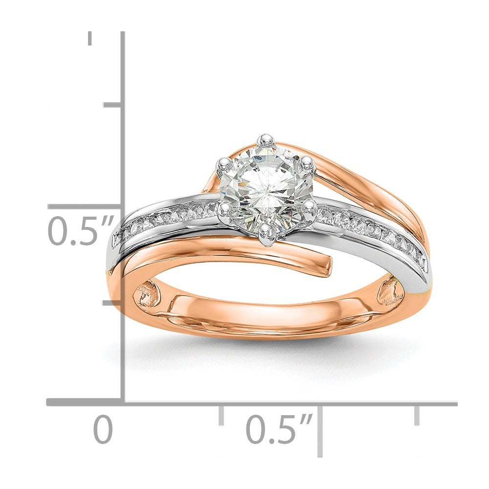 14K White/Rose Gold Two-Tone Rose and White 7/8 Ct. Lab Grown Diamond VS/SI Semi Mount By-Pass Peg Set Engagement Ring