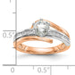 14K White/Rose Gold Two-Tone Rose and White 7/8 Ct. Lab Grown Diamond VS/SI By-Pass Peg Set Engagement Ring