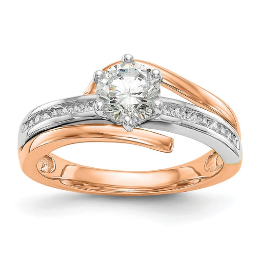 14K White/Rose Gold Two-Tone Rose and White 7/8 Ct. Lab Grown Diamond VS/SI Semi Mount By-Pass Peg Set Engagement Ring