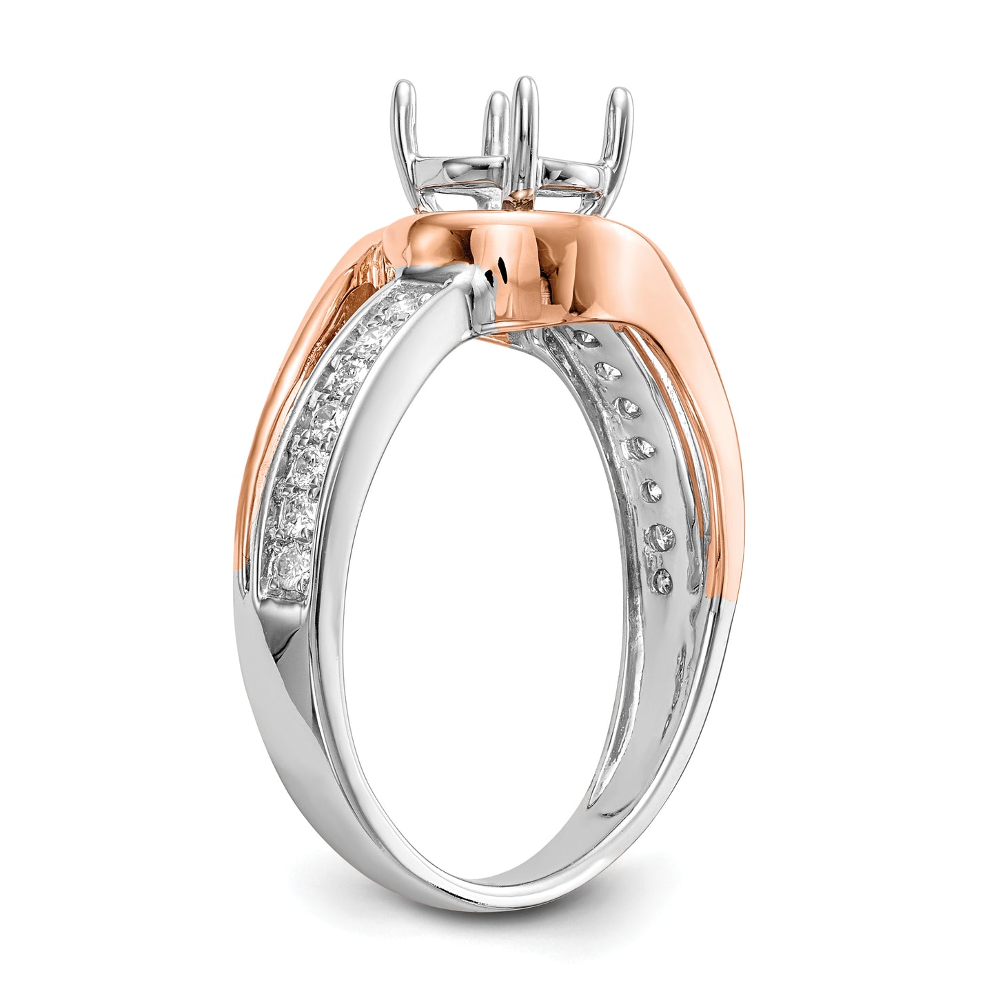 14k Two-Tone Rose and White Gold 1/6 Ct. Lab Grown Diamond VS/SI Peg Set Engagement Ring