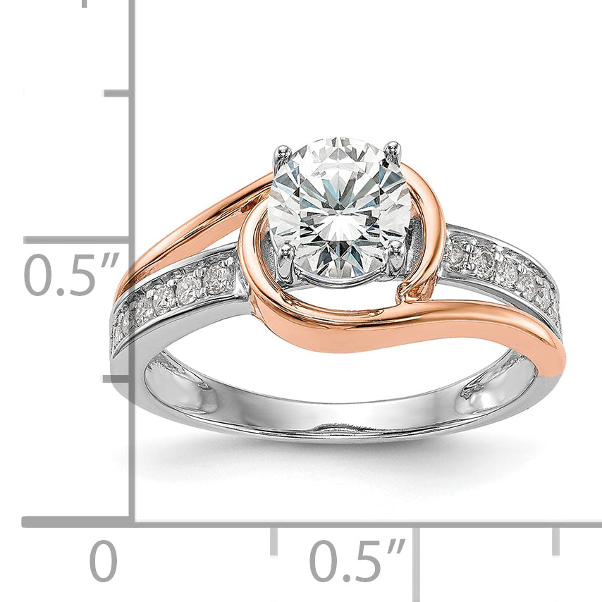 14k Two-Tone Rose and White Gold 1/6 Ct. Lab Grown Diamond VS/SI Peg Set Engagement Ring