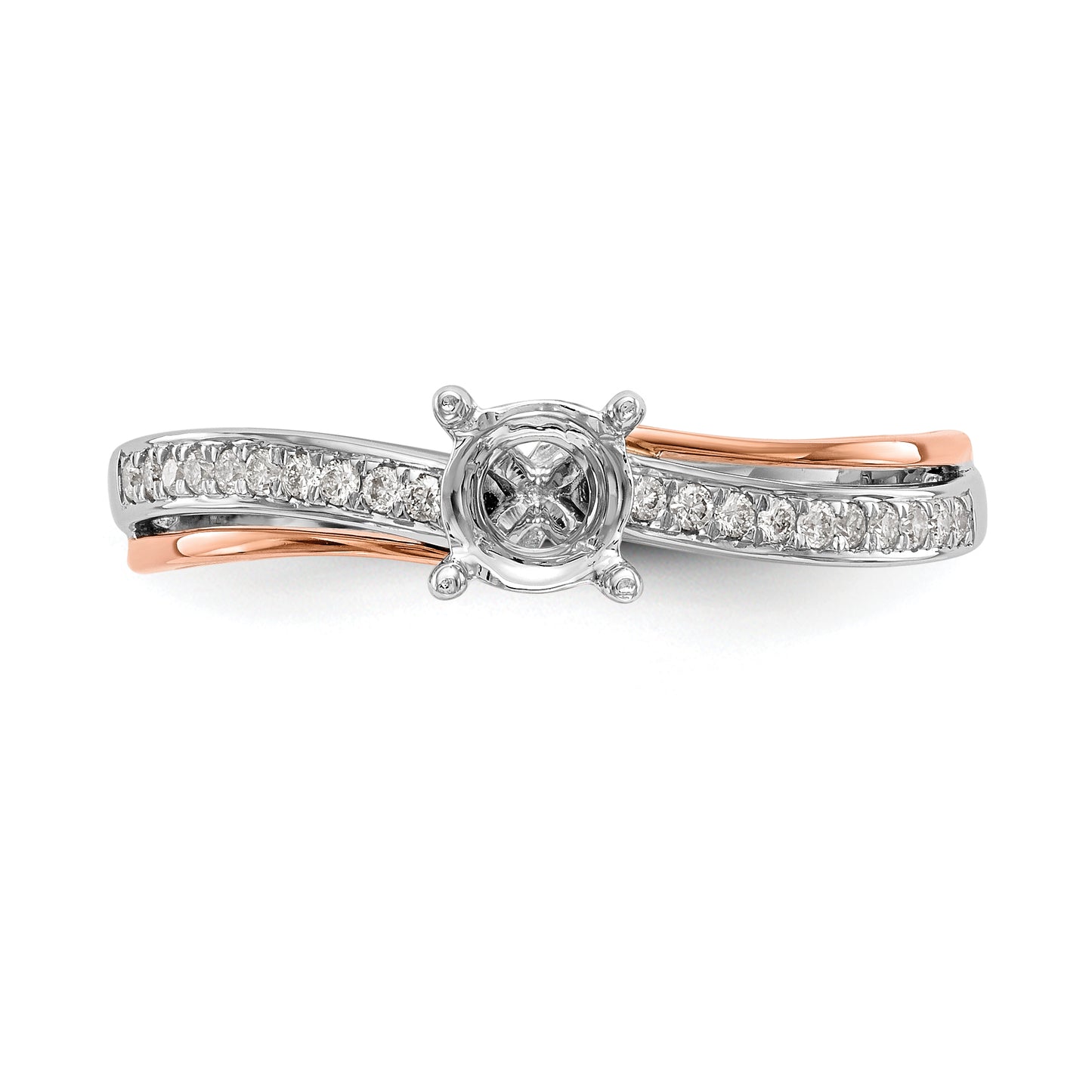 14k Two-Tone Rose and White Gold 1/10 Ct. Lab Grown Diamond VS/SI+ G+ By-Pass Peg Set Engagement Ring