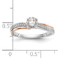 14k Two-Tone Rose and White Gold 1/10 Ct. Lab Grown Diamond VS/SI+ G+ By-Pass Peg Set Engagement Ring