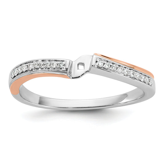 14k Two-Tone Rose and White Gold 1/10 Ct. Lab Grown Diamond VS/SI+ G+ By-Pass Peg Set Engagement Ring