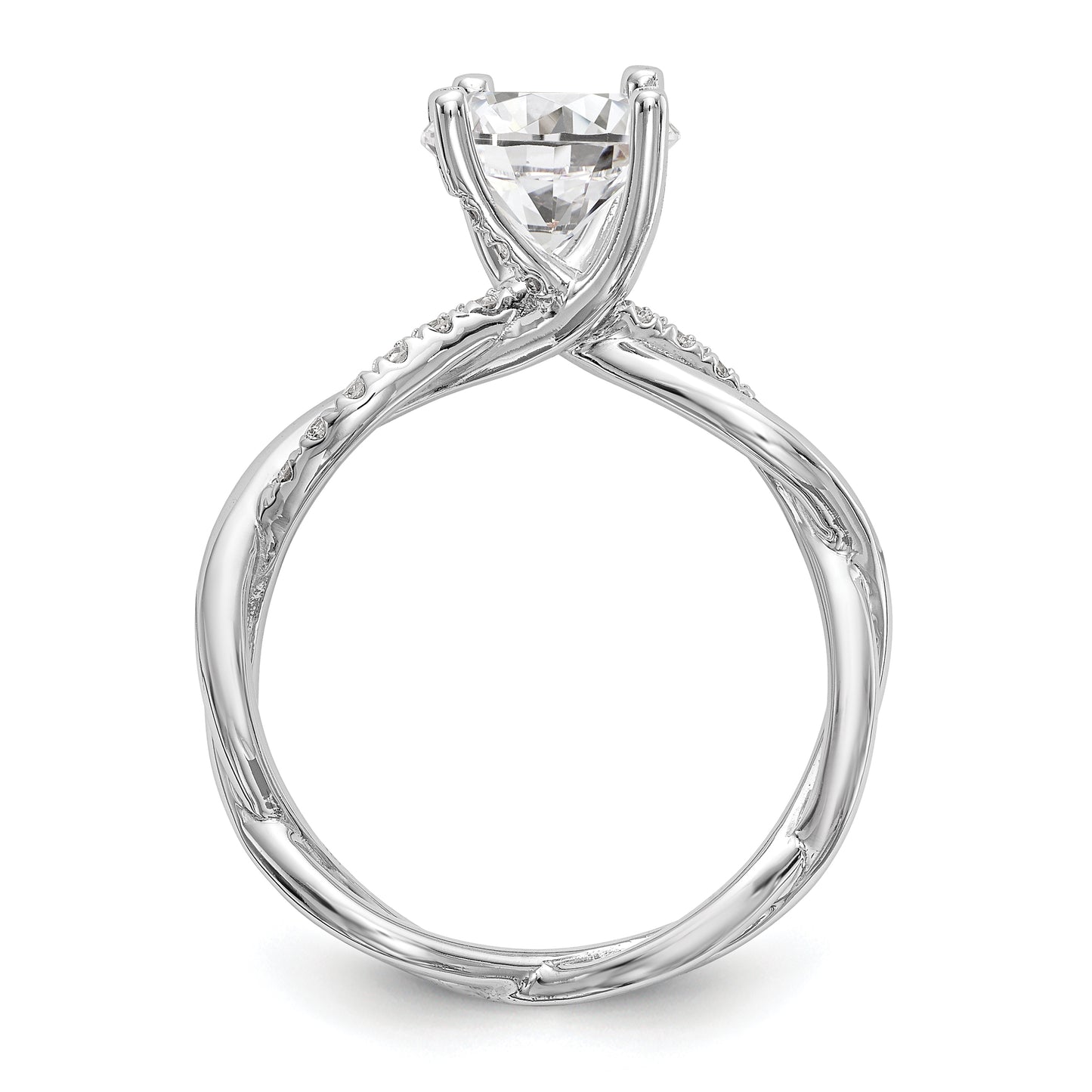 14k White Gold 1/5 Ct. Lab Grown Diamond VS/SI+ G+ 3/4 Ct. Center Round Bypass Engagement Ring