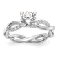 14k White Gold 1/4 Ct. Lab Grown Diamond VS/SI+ G+ 1 Ct. Center Round Bypass Engagement Ring