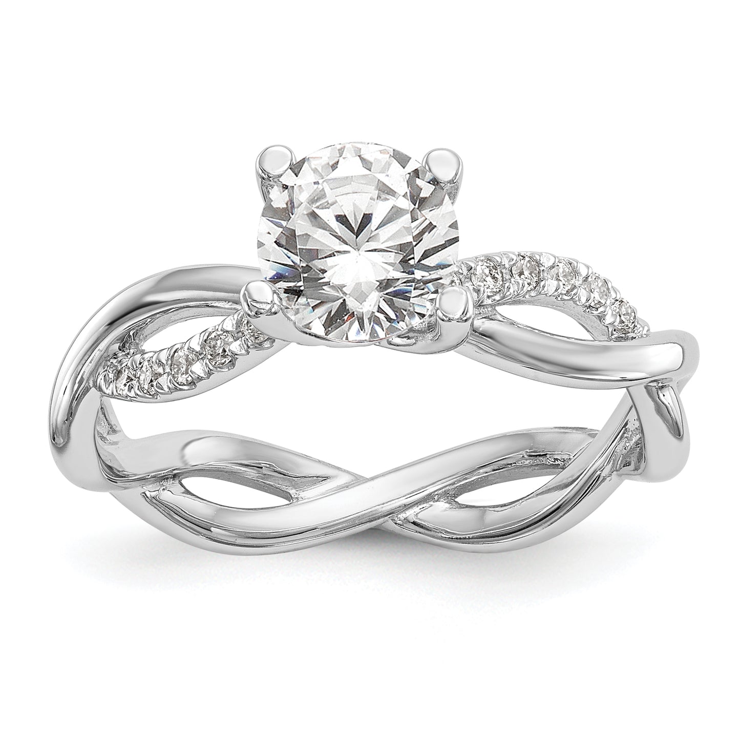 14k White Gold 1/5 Ct. Lab Grown Diamond VS/SI+ G+ 3/4 Ct. Center Round Bypass Engagement Ring