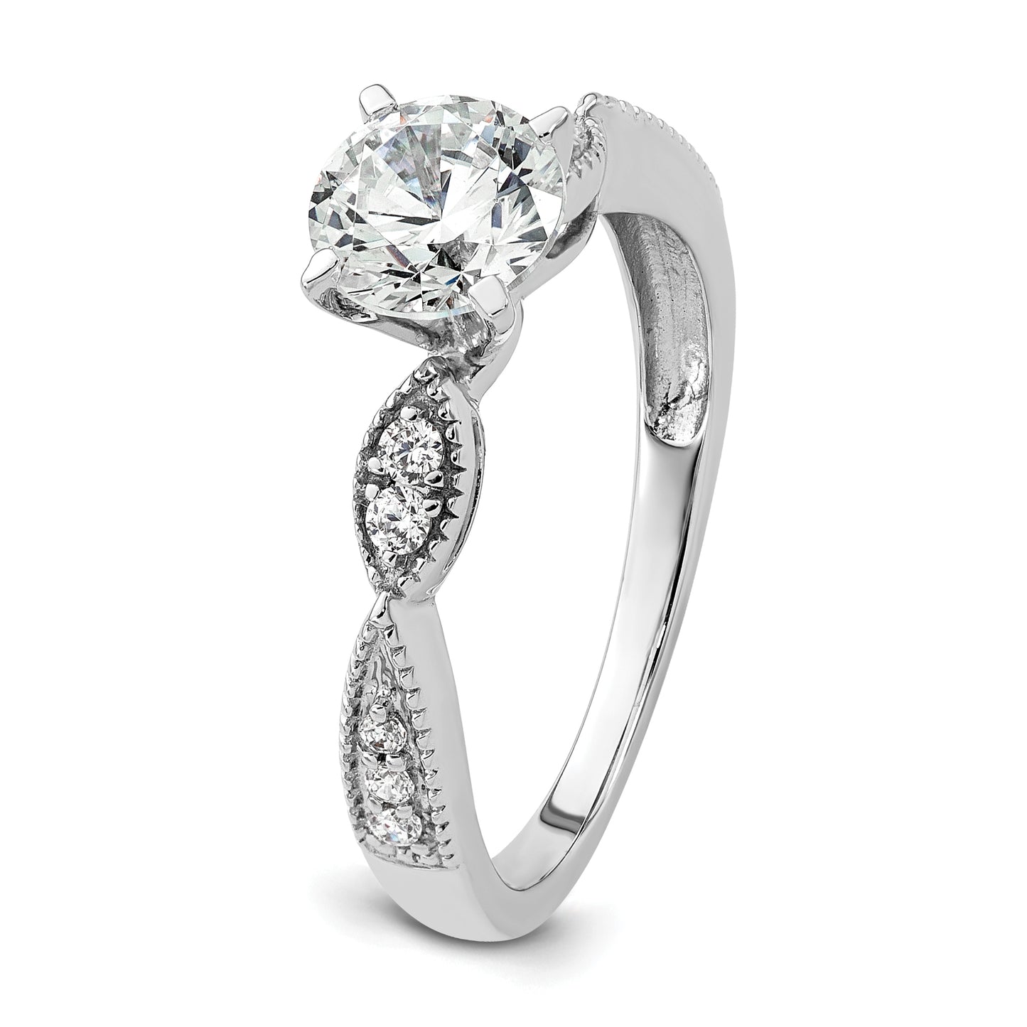 14K White Gold Lab Grown Diamond VS/SI FGH Round Semi-mount Engagement Ring