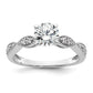 14K White Gold Lab Grown Diamond VS/SI FGH Round Semi-mount Engagement Ring