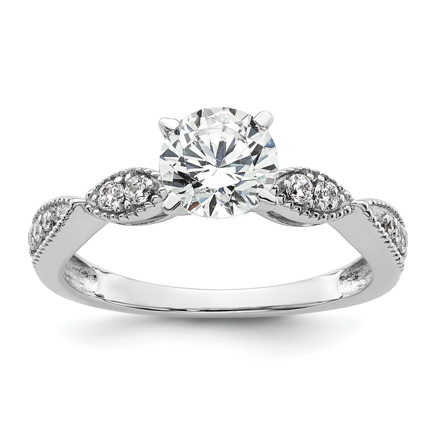 14K White Gold Lab Grown Diamond VS/SI FGH Round Semi-mount Engagement Ring