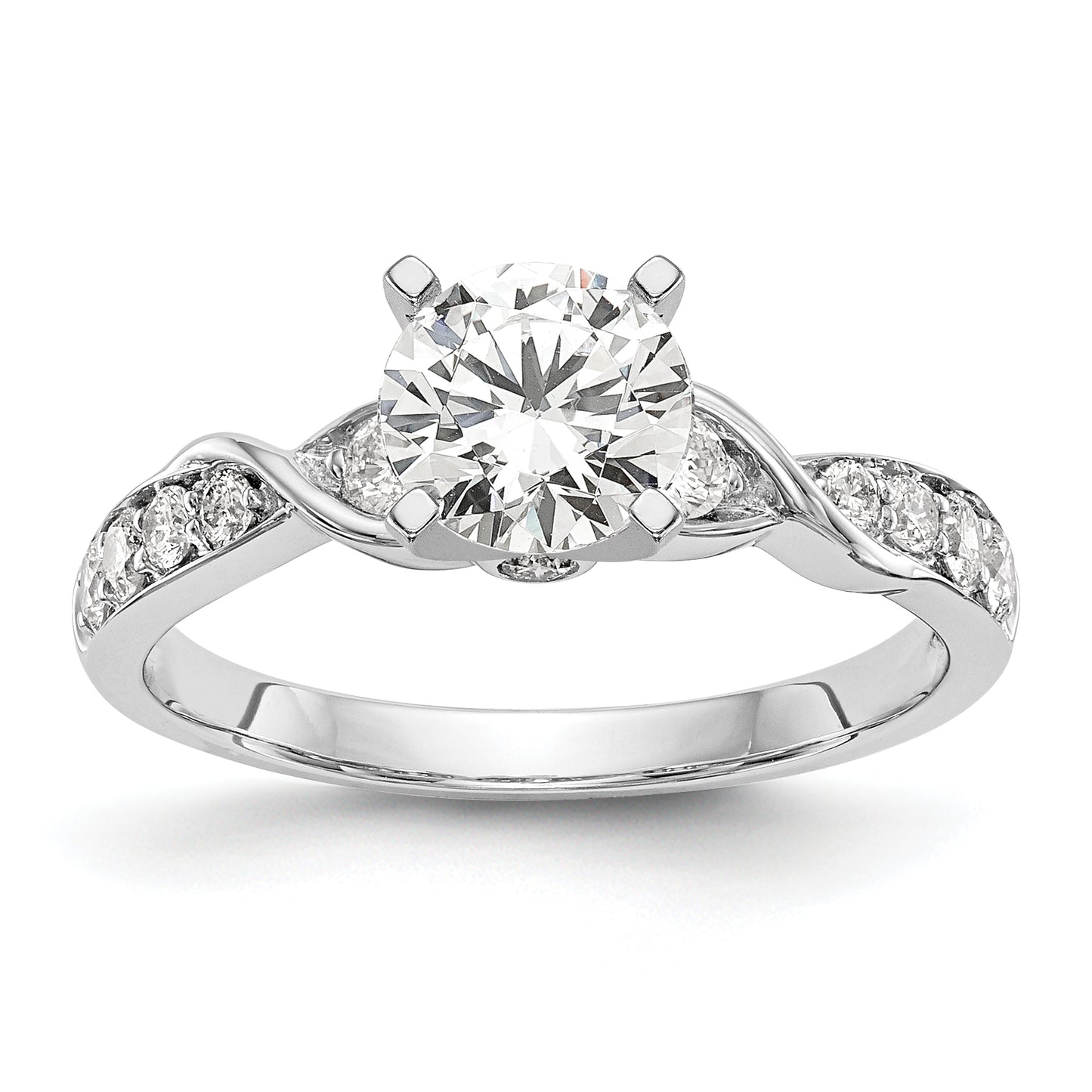 14K White Gold Lab Grown Diamond VS/SI FGH Peg Set Semi-mount Engagement Ring