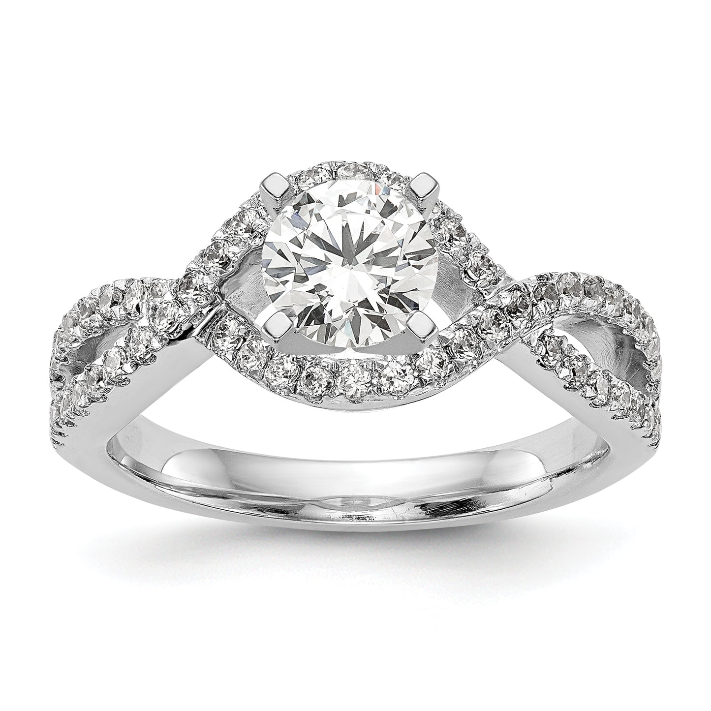 14k White Gold 1/2 Ct. Lab Grown Diamond VS/SI+ G+ Criss Cross Peg Set Engagement Ring