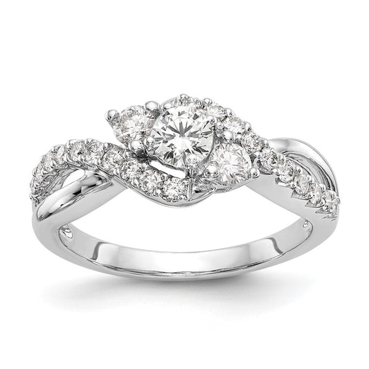 14k White Gold 5/8 Ct. Lab Grown Diamond VS/SI+ G+ Round Complete Criss Cross Engagement Ring