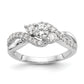 14k White Gold 5/8 Ct. Lab Grown Diamond VS/SI+ G+ Round Criss Cross Engagement Ring