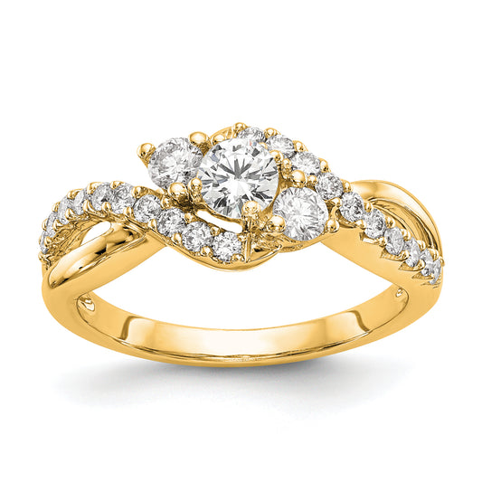 14k Yellow Gold 5/8 Ct. Lab Grown Diamond VS/SI+ G+ Round Criss Cross Engagement Ring