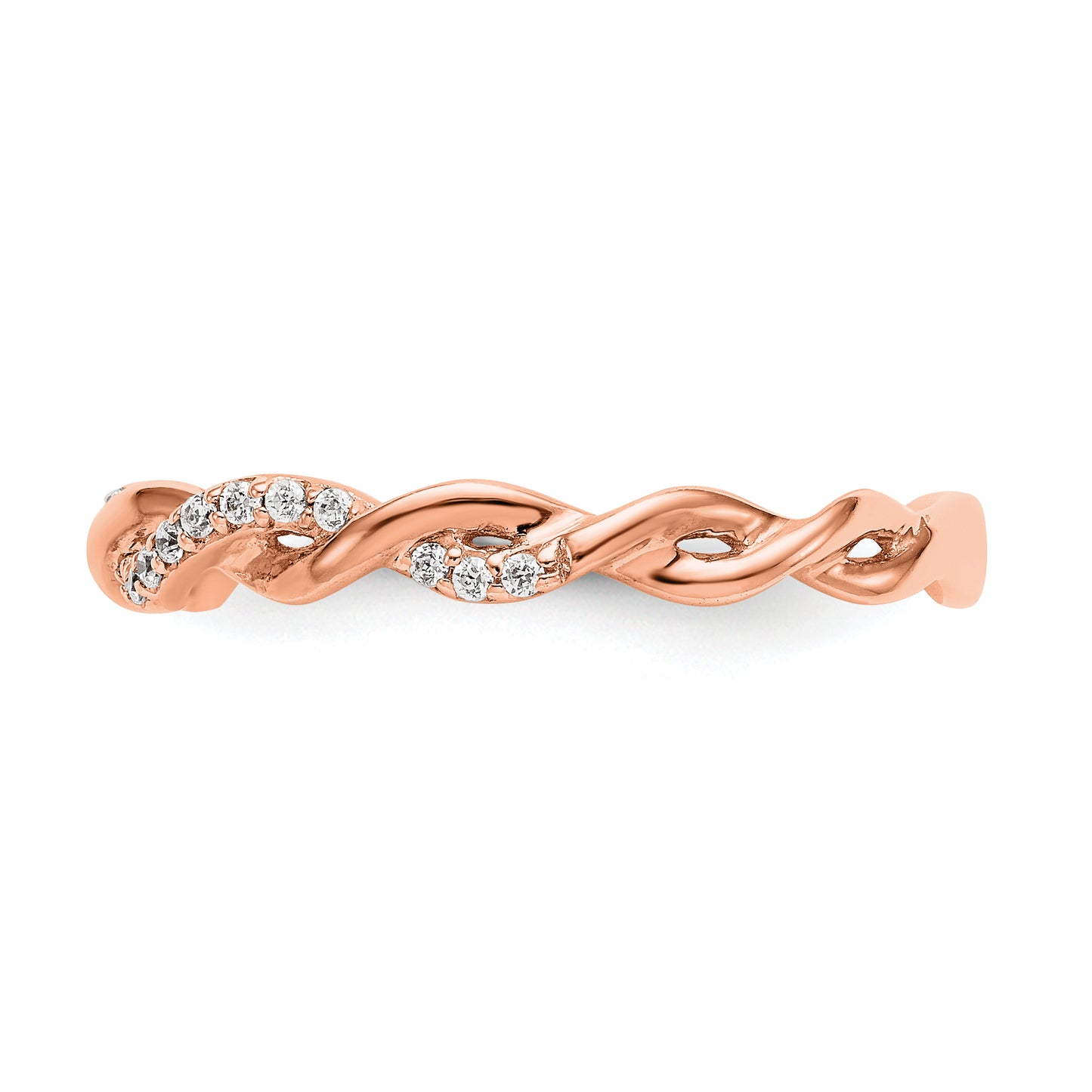 14k Rose Gold 1/8 Ct. Lab Grown Diamond VS/SI+ G+ Criss Cross Wedding Band Ring