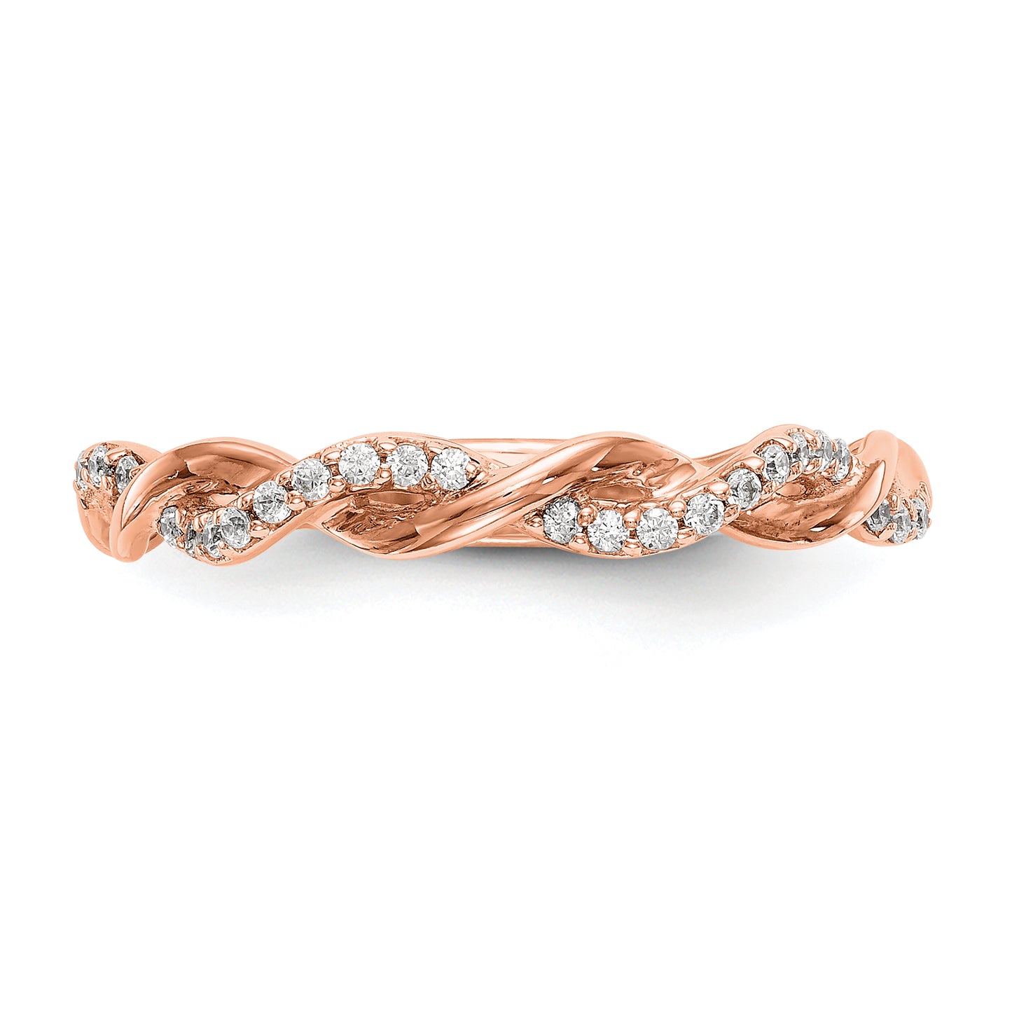 14k Rose Gold 1/8 Ct. Lab Grown Diamond VS/SI+ G+ Criss Cross Wedding Band Ring