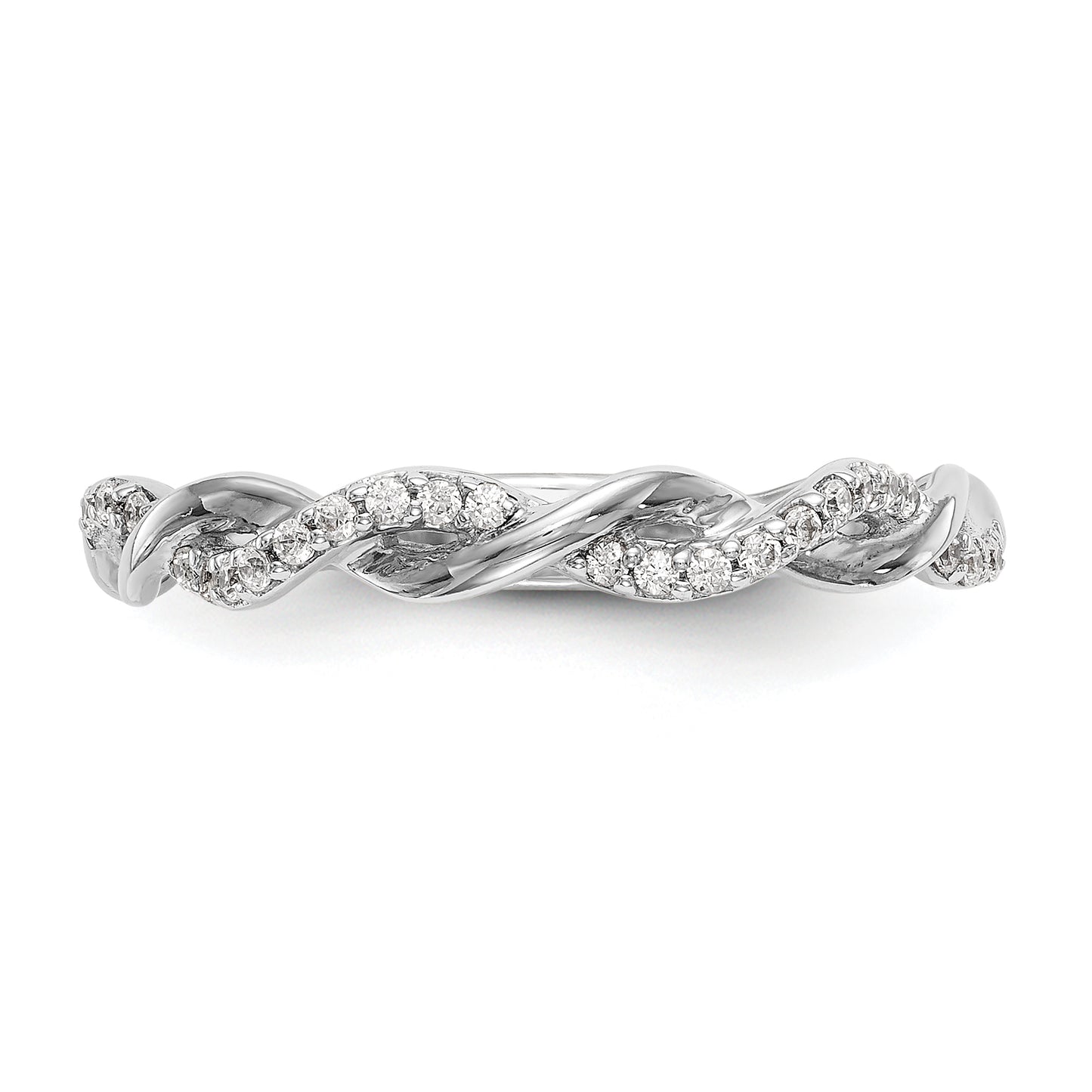 14k White Gold 1/8 Ct. Lab Grown Diamond VS/SI+ G+ Criss Cross Wedding Band Ring