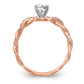 14k Rose Gold 1/10 Ct. Lab Grown Diamond VS/SI+ G+ Peg Set Criss Cross Engagement Ring