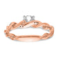 14k Rose Gold 1/10 Ct. Lab Grown Diamond VS/SI+ G+ Peg Set Criss Cross Engagement Ring