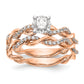 14k Rose Gold 1/10 Ct. Lab Grown Diamond VS/SI+ G+ Peg Set Criss Cross Engagement Ring