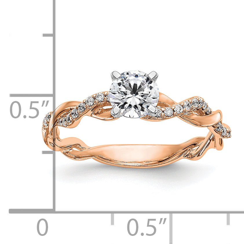 14k Rose Gold 1/10 Ct. Lab Grown Diamond VS/SI+ G+ Peg Set Criss Cross Engagement Ring