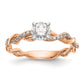 14k Rose Gold 1/10 Ct. Lab Grown Diamond VS/SI+ G+ Peg Set Criss Cross Engagement Ring